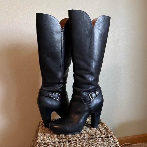 Sofft Felicia tall black buckle knee high heel boots - Picture 1 of 12